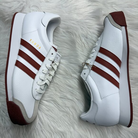 Adidas Samoa Leather Mens Casual Shoes White Ruby Red JQ0045 NEW Multi Sz - Picture 4 of 4